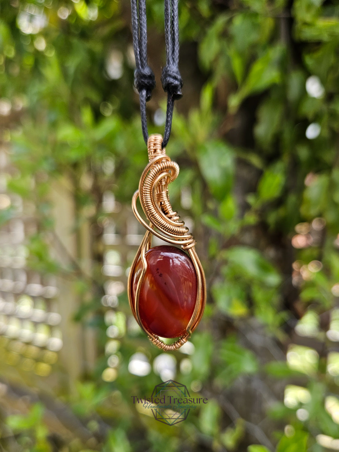 Carnelian Agate and Bronze Necklace