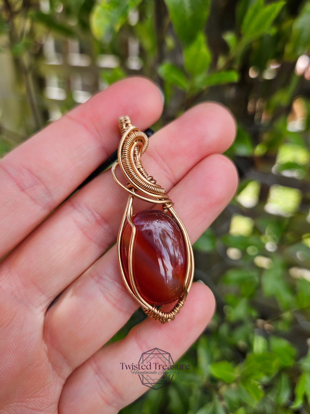 Carnelian Agate and Bronze Necklace