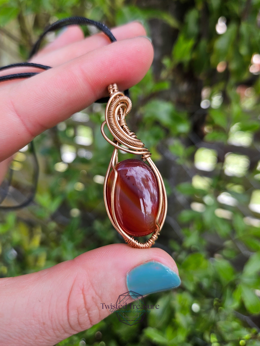 Carnelian Agate and Bronze Necklace
