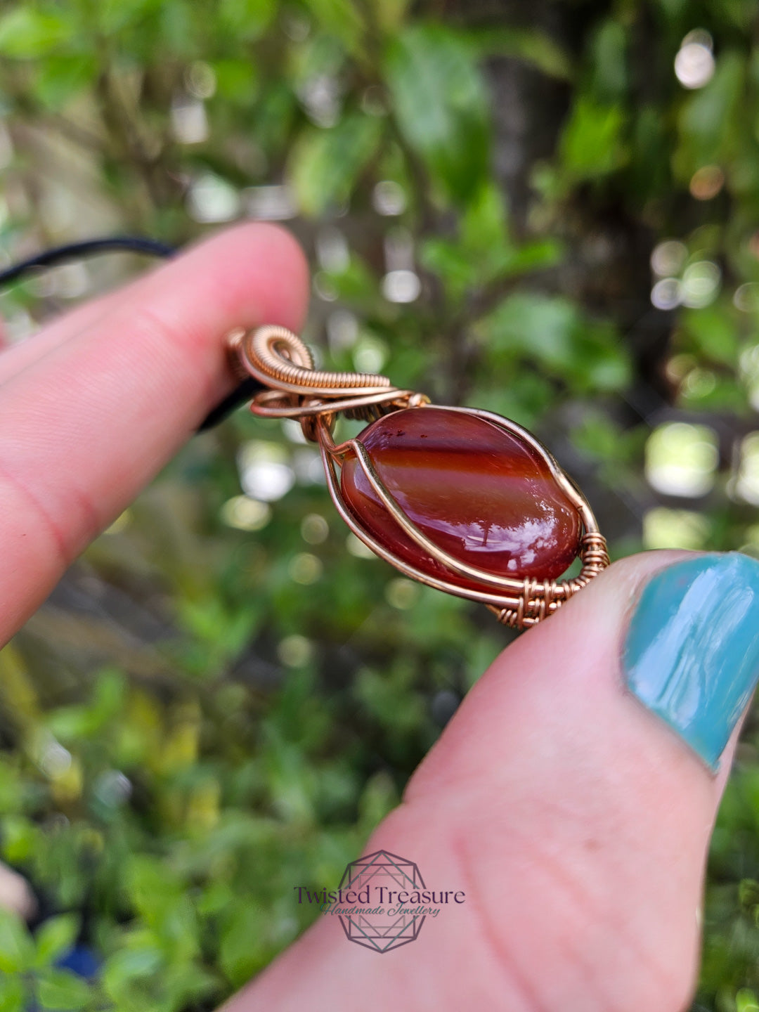 Carnelian Agate and Bronze Necklace