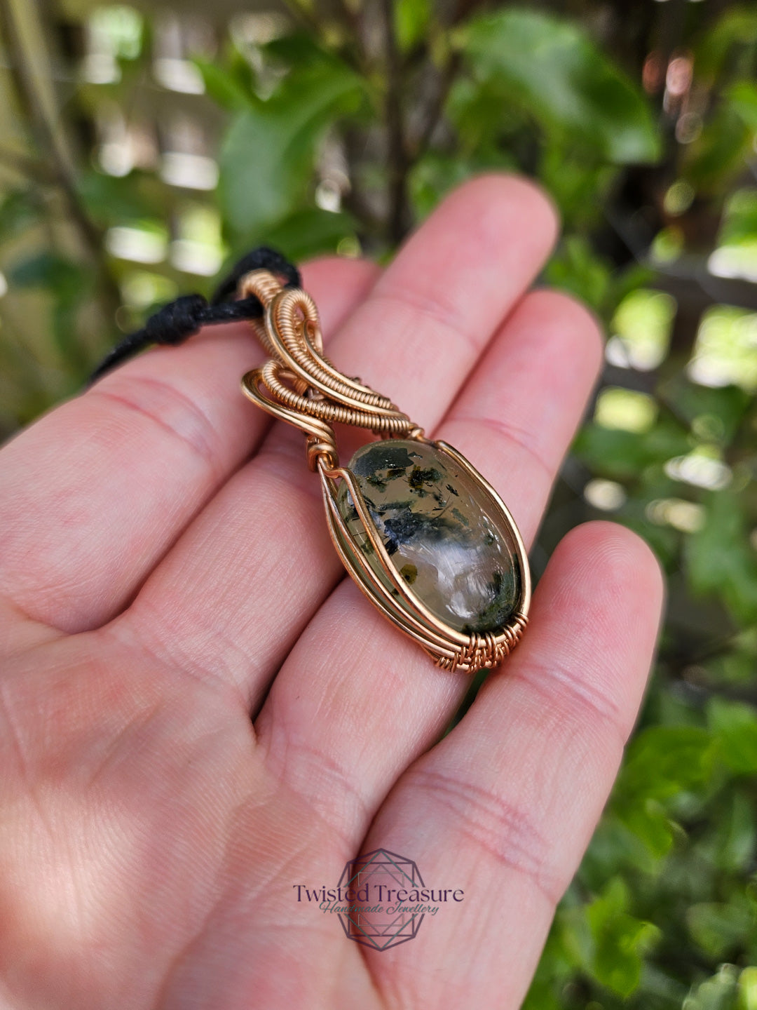 Prehnite and Bronze Necklace