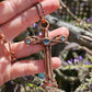 Aqua Cubic Zirconia & Copper Cross Necklace