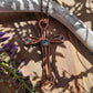 Aqua Cubic Zirconia & Copper Cross Necklace