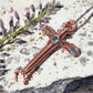 Aqua Cubic Zirconia & Copper Cross Necklace