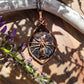 Fossilized Palm Root, Pyrite and Copper Spider Necklace