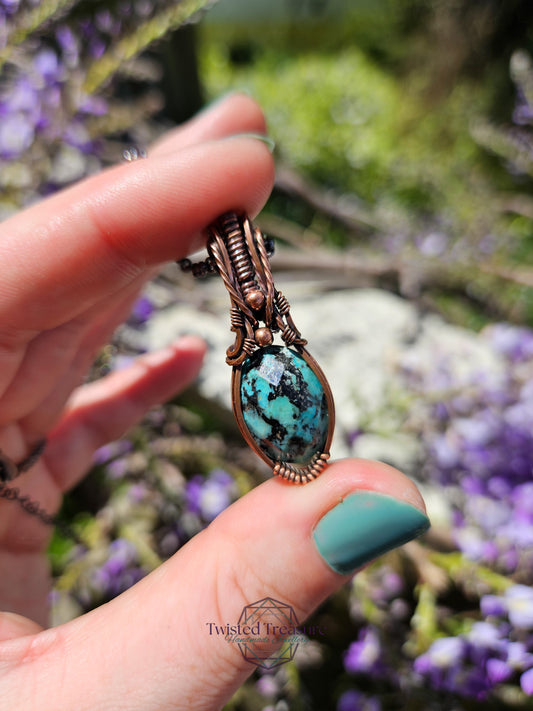 African Turquoise and Copper Necklace