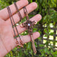 Purple Cubic Zirconia & Copper Sword Necklace