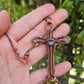 Aqua Cubic Zirconia & Copper Cross Necklace
