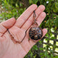 Fossilized Palm Root, Pyrite and Copper Spider Necklace