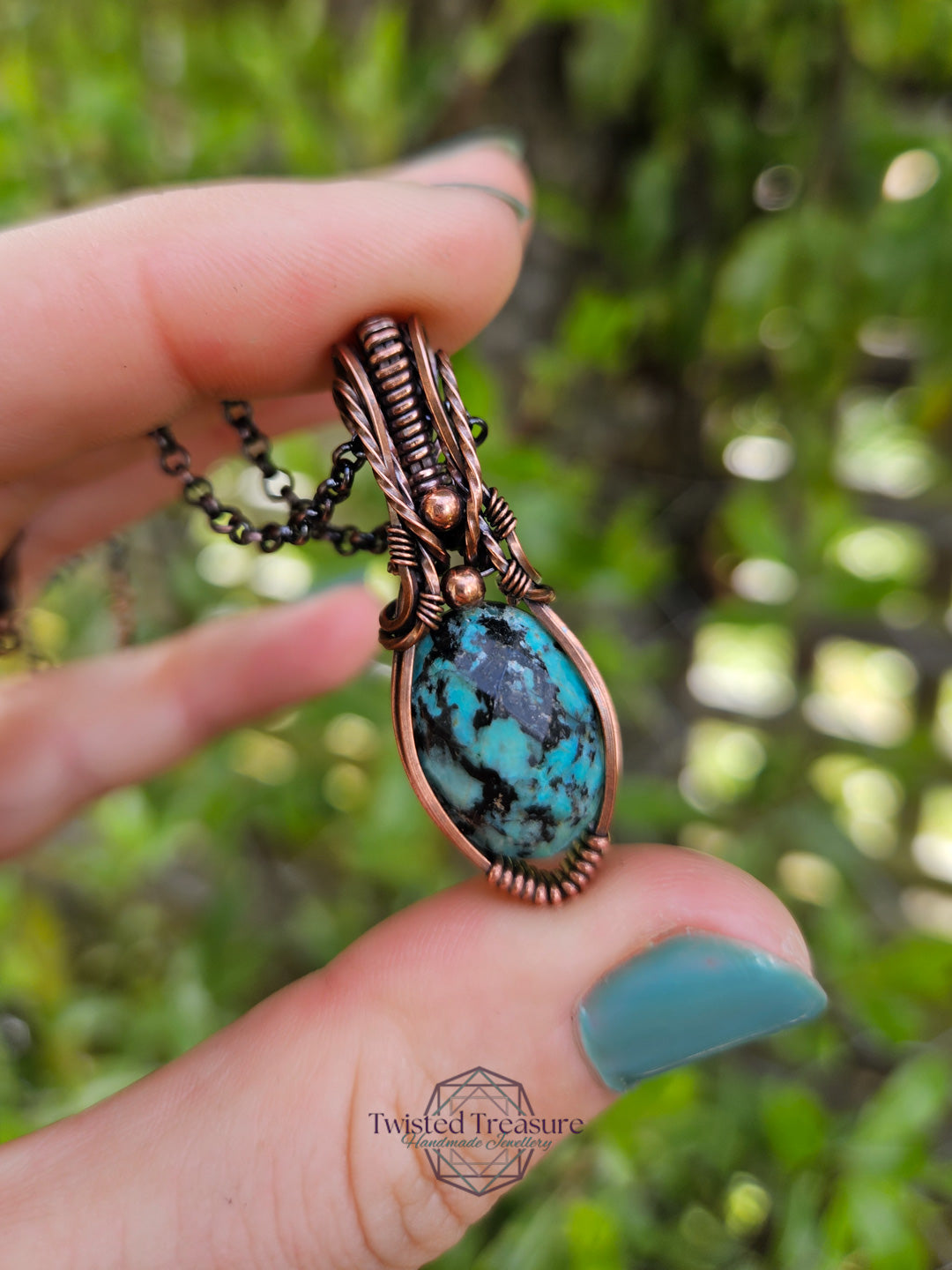 African Turquoise and Copper Necklace