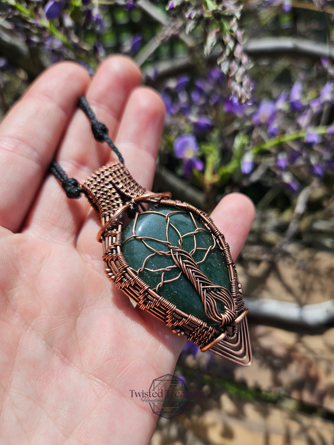 Green Aventurine and Copper Tree Necklace
