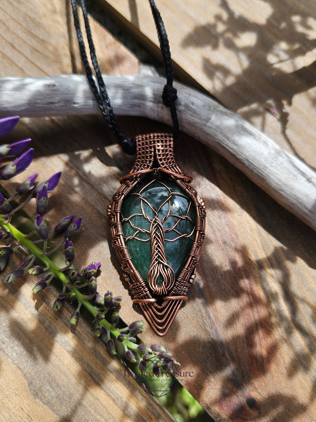 Green Aventurine and Copper Tree Necklace