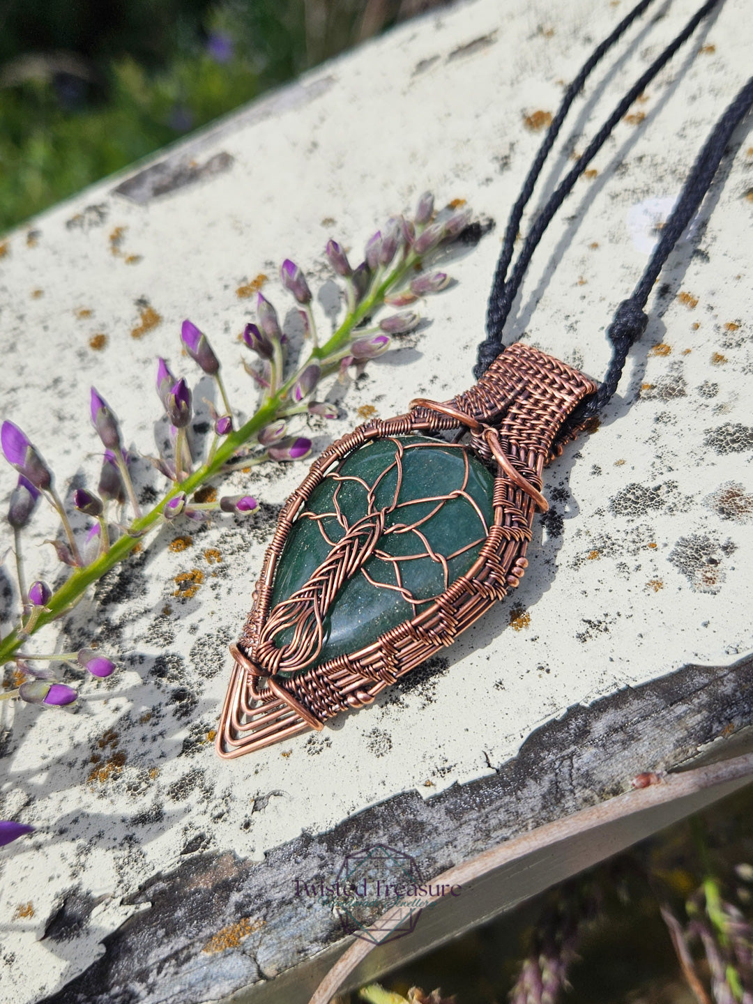 Green Aventurine and Copper Tree Necklace