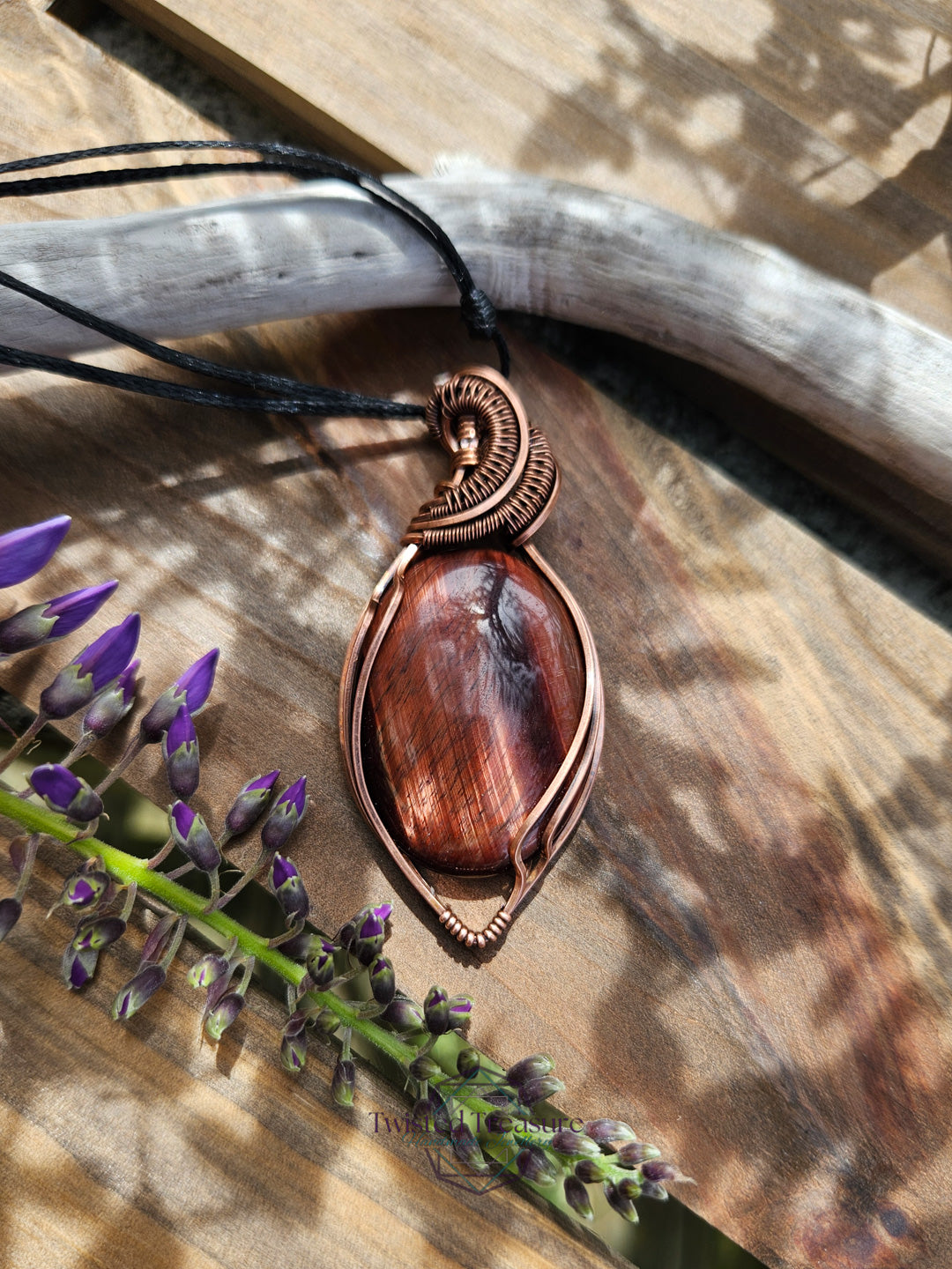 Red Tigers Eye and Copper Necklace