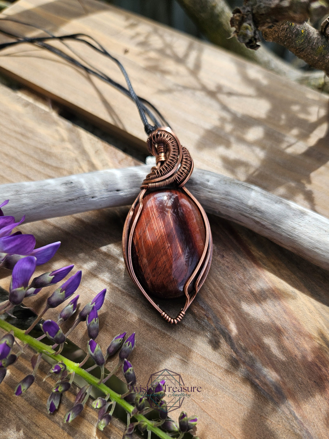 Red Tigers Eye and Copper Necklace