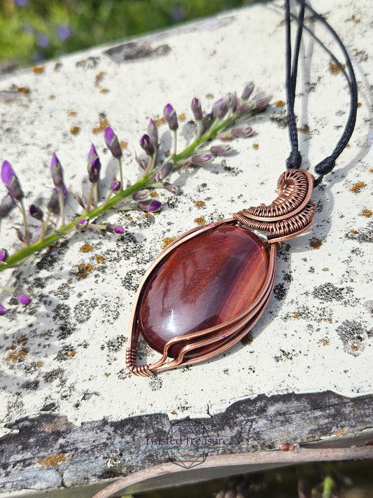 Red Tigers Eye and Copper Necklace