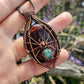 Red Tigers Eye, Emerald and Copper Spider Necklace
