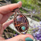 Red Tigers Eye, Emerald and Copper Spider Necklace