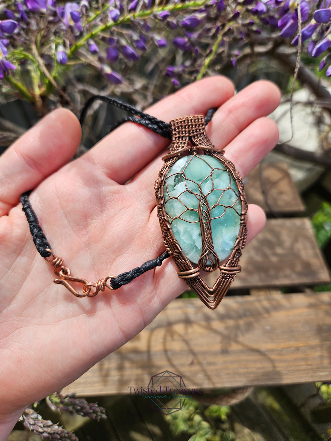Hemimorphite and Copper Tree of Life Necklace