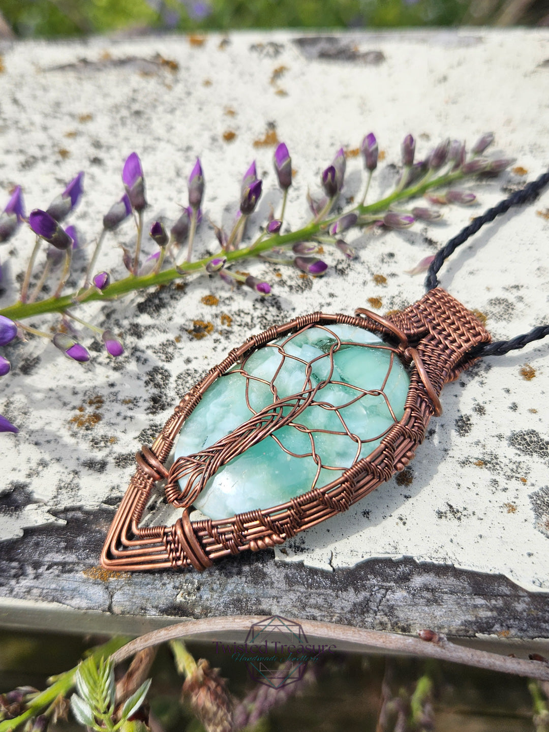 Hemimorphite and Copper Tree of Life Necklace
