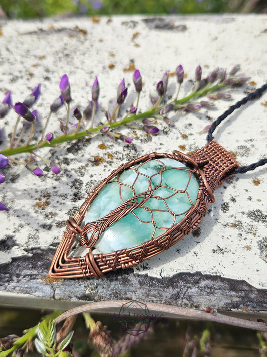 Hemimorphite and Copper Tree of Life Necklace