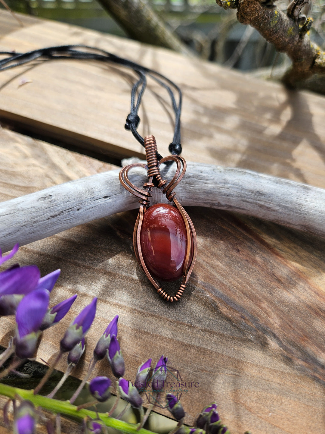 Carnelian Agate and Copper Necklace