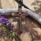 Purple Cubic Zirconia & Copper Cross Necklace