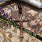 Purple Cubic Zirconia & Copper Cross Necklace