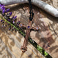 Purple Cubic Zirconia & Copper Cross Necklace