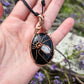 Obsidian, Moonstone and Copper Spider Necklace