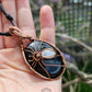 Obsidian, Moonstone and Copper Spider Necklace