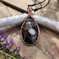 Obsidian, Moonstone and Copper Spider Necklace