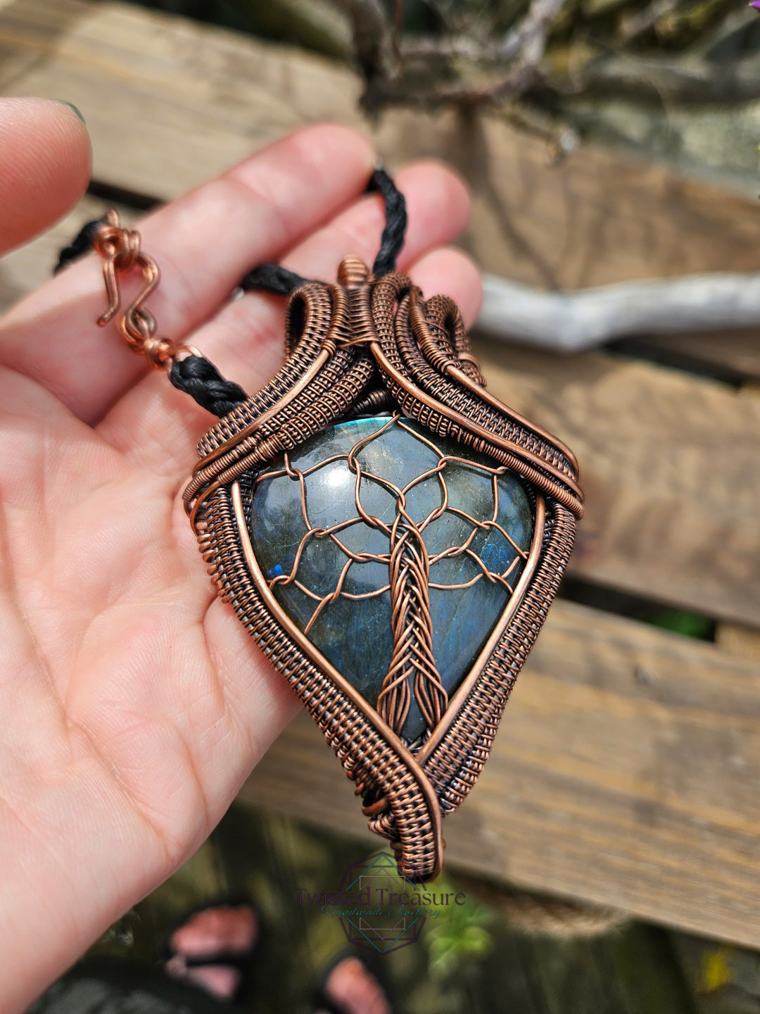 Labradorite and Copper Tree of Life Necklace