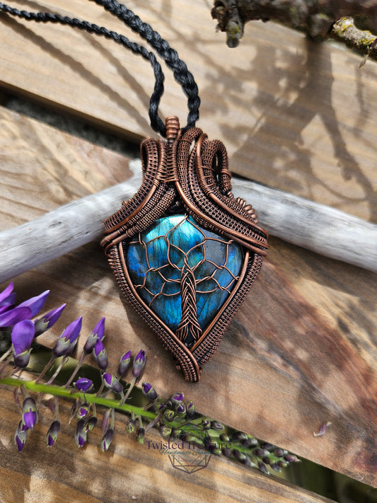 Labradorite and Copper Tree of Life Necklace