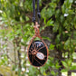 Obsidian, Moonstone and Copper Spider Necklace