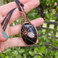 Obsidian, Moonstone and Copper Spider Necklace