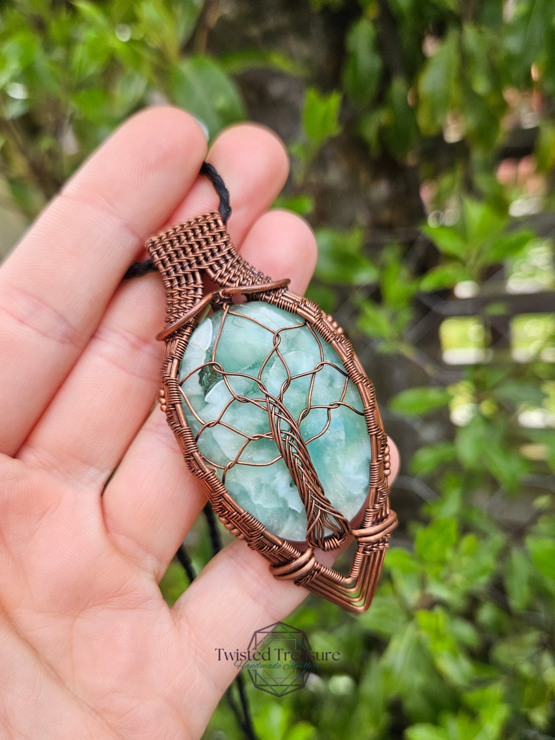Hemimorphite and Copper Tree of Life Necklace