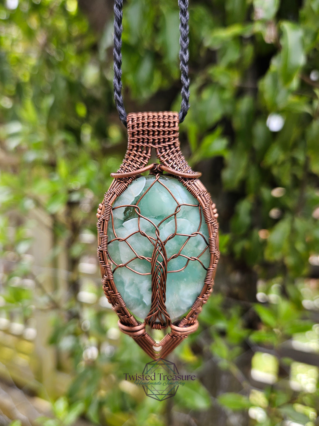Hemimorphite and Copper Tree of Life Necklace