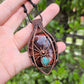 Red Tigers Eye, Emerald and Copper Spider Necklace