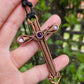 Purple Cubic Zirconia & Copper Cross Necklace