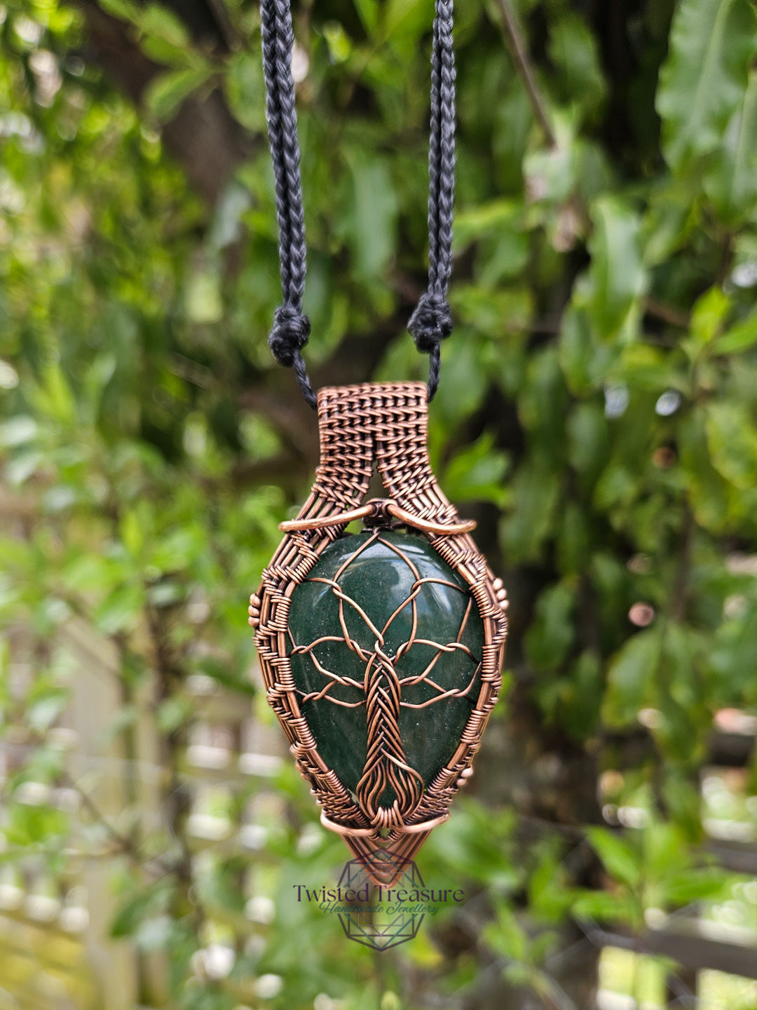 Green Aventurine and Copper Tree Necklace