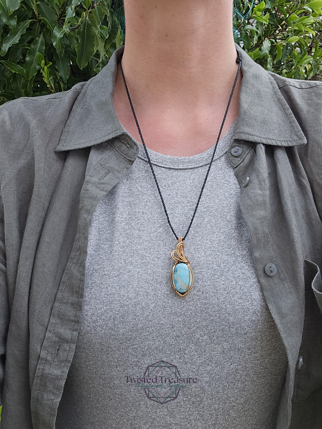 Larimar and Bronze Necklace