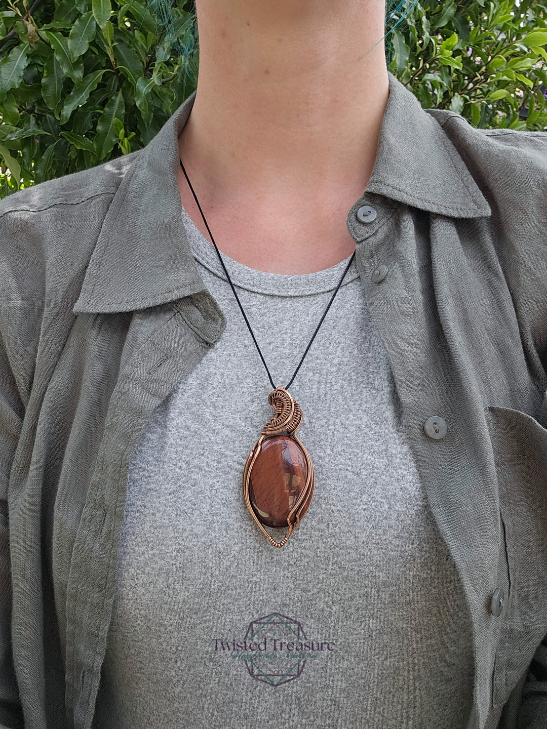Red Tigers Eye and Copper Necklace