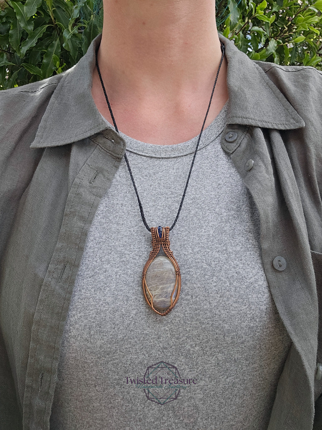 Belomorite, Kyanite and Copper Necklace