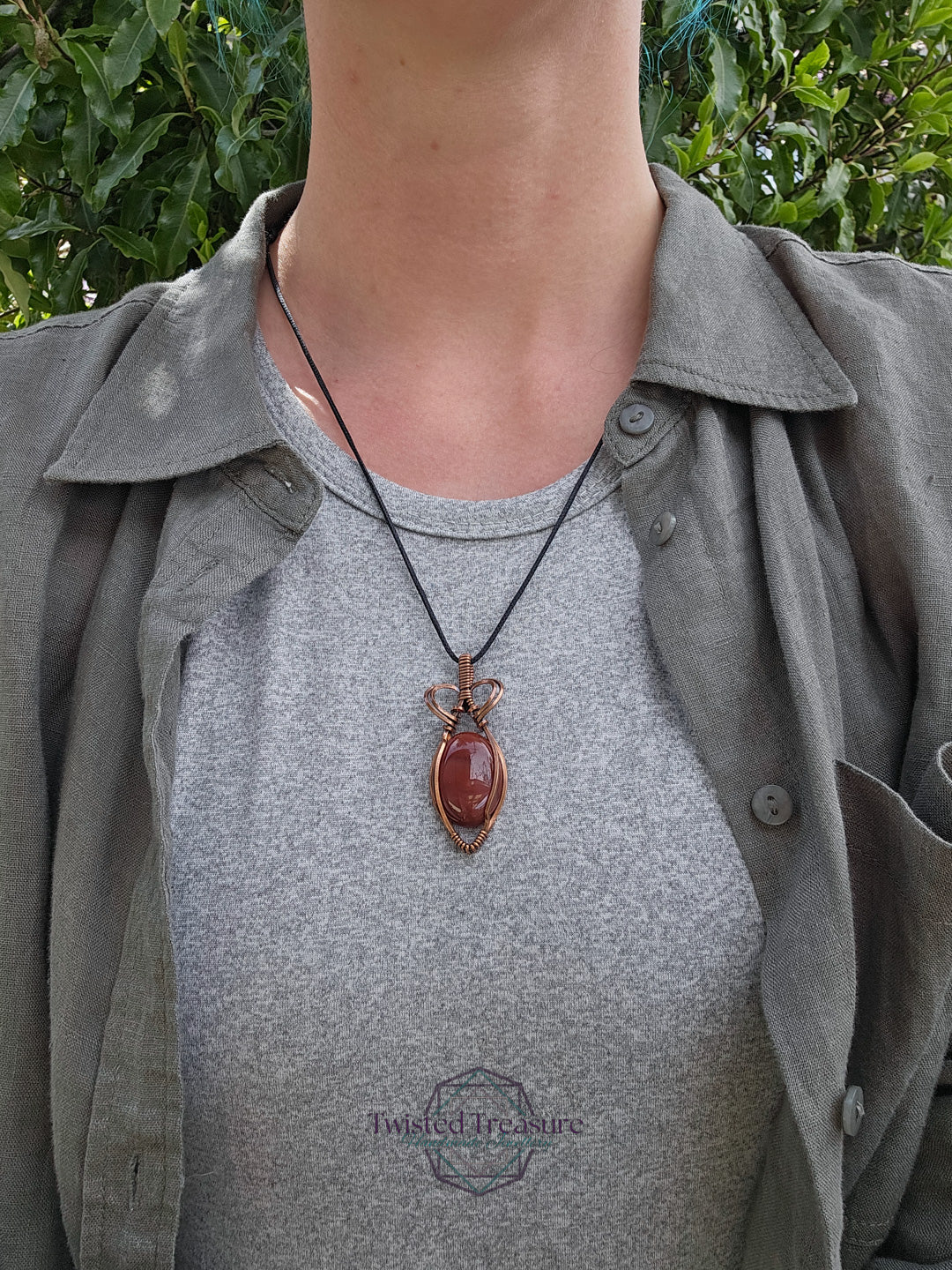 Carnelian Agate and Copper Necklace