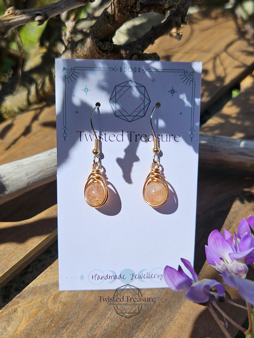 Bronze 'Dew Drop' Earrings - Sunstone
