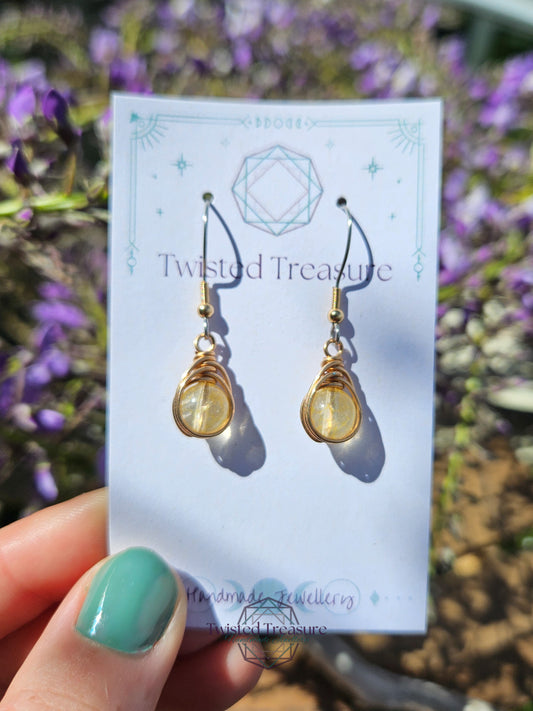Bronze 'Dew Drop' Earrings - Citrine