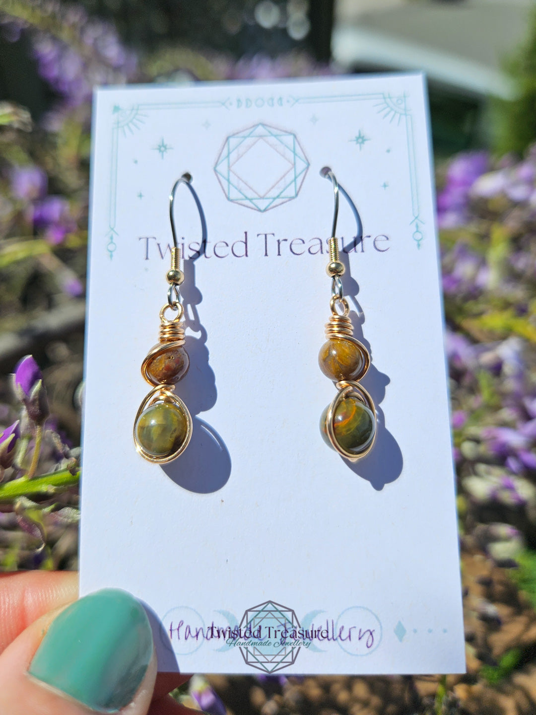Bronze 'Alchemy' Earrings - Agate & Pietersite