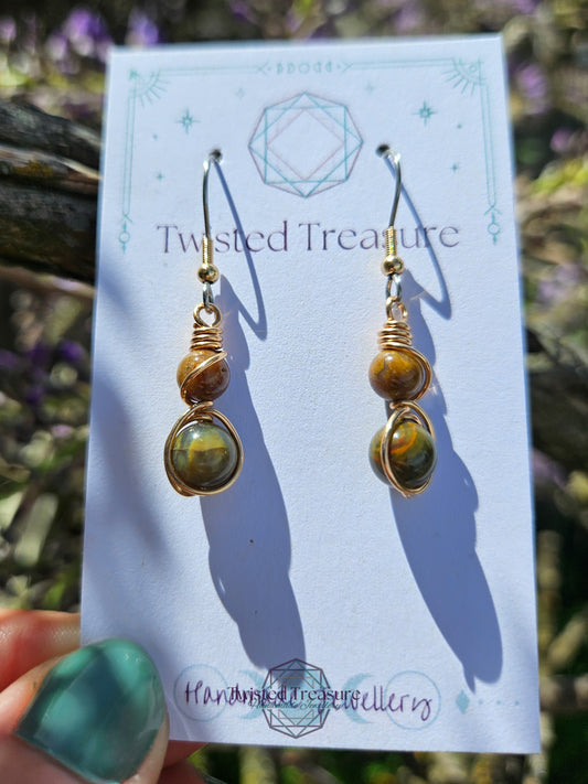 Bronze 'Alchemy' Earrings - Agate & Pietersite
