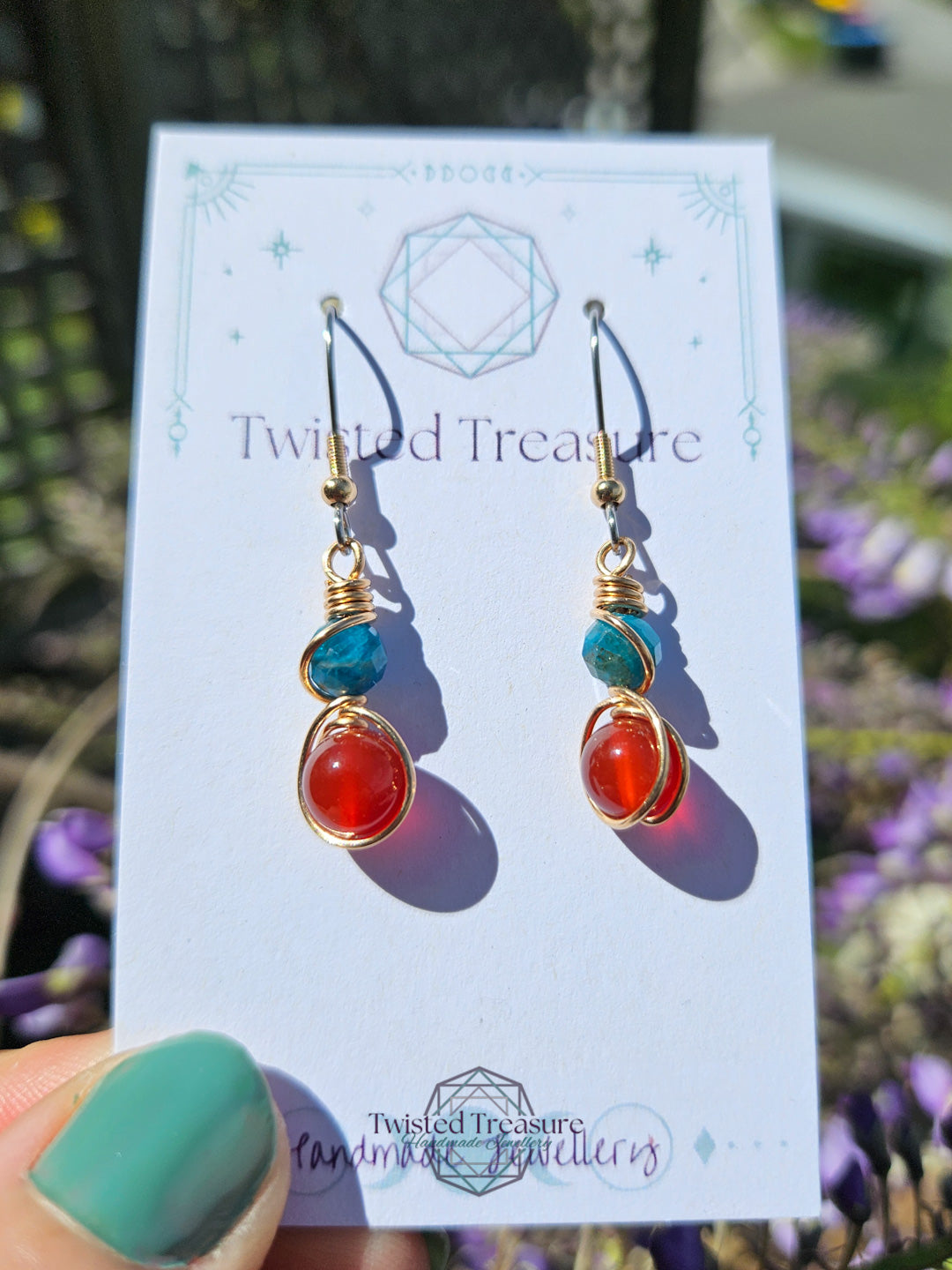 Bronze 'Alchemy' Earrings - Apatite & Carnelian